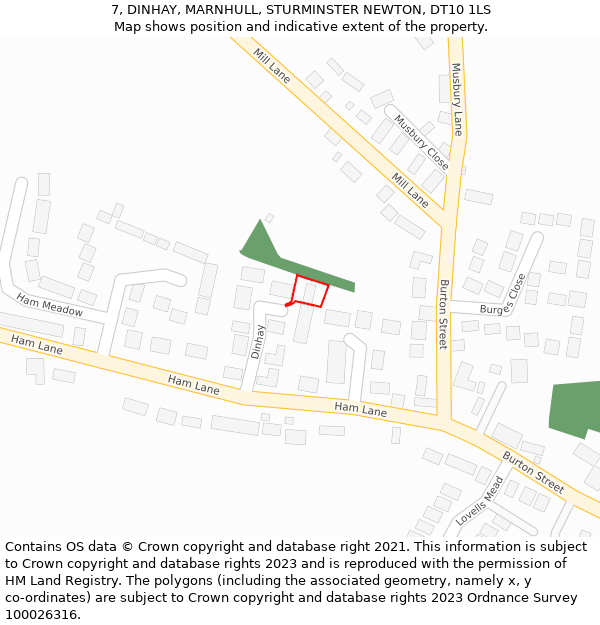 7, DINHAY, MARNHULL, STURMINSTER NEWTON, DT10 1LS: Location map and indicative extent of plot