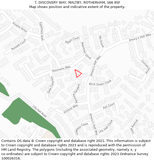 7, DISCOVERY WAY, MALTBY, ROTHERHAM, S66 8SF: Location map and indicative extent of plot