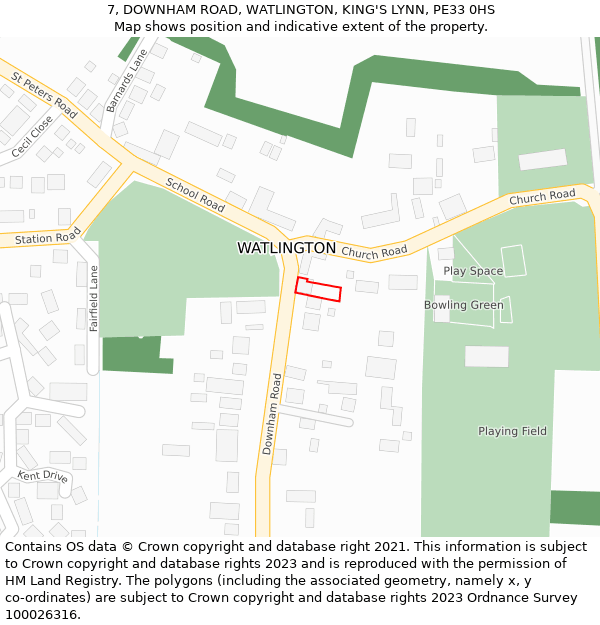 7, DOWNHAM ROAD, WATLINGTON, KING'S LYNN, PE33 0HS: Location map and indicative extent of plot