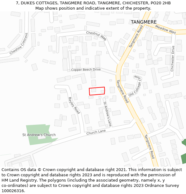 7, DUKES COTTAGES, TANGMERE ROAD, TANGMERE, CHICHESTER, PO20 2HB: Location map and indicative extent of plot
