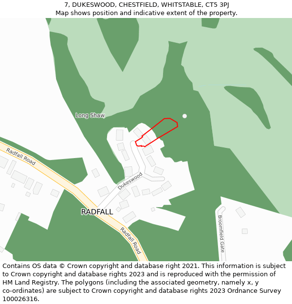 7, DUKESWOOD, CHESTFIELD, WHITSTABLE, CT5 3PJ: Location map and indicative extent of plot