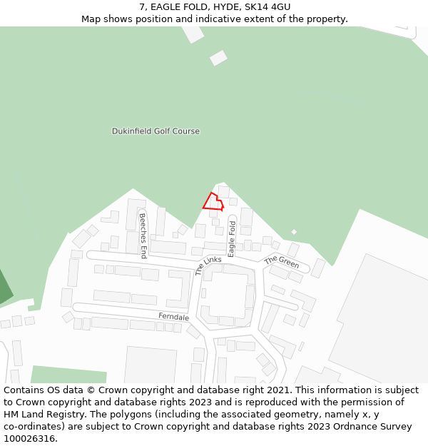 7, EAGLE FOLD, HYDE, SK14 4GU: Location map and indicative extent of plot