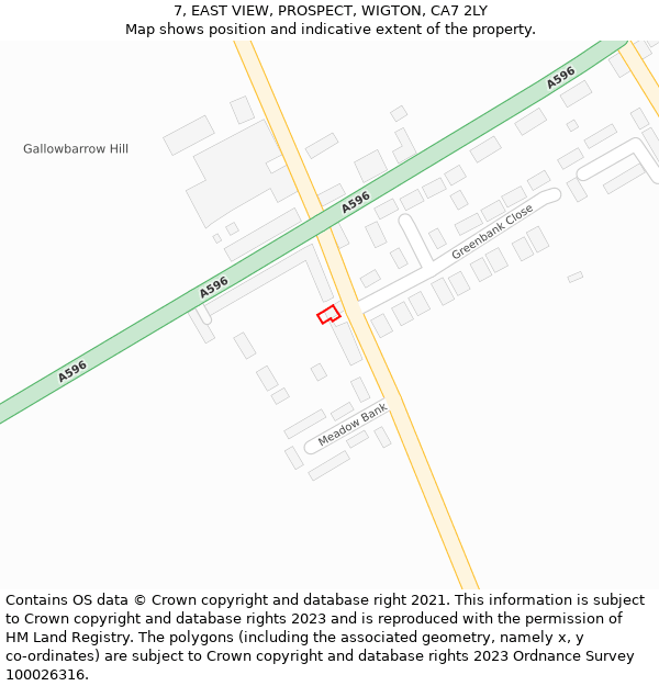 7, EAST VIEW, PROSPECT, WIGTON, CA7 2LY: Location map and indicative extent of plot