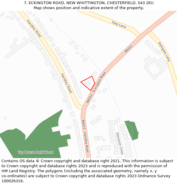 7, ECKINGTON ROAD, NEW WHITTINGTON, CHESTERFIELD, S43 2EU: Location map and indicative extent of plot