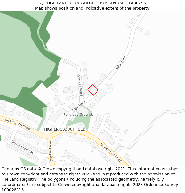 7, EDGE LANE, CLOUGHFOLD, ROSSENDALE, BB4 7SS: Location map and indicative extent of plot
