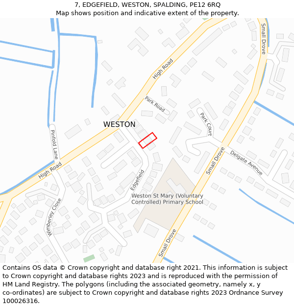 7, EDGEFIELD, WESTON, SPALDING, PE12 6RQ: Location map and indicative extent of plot