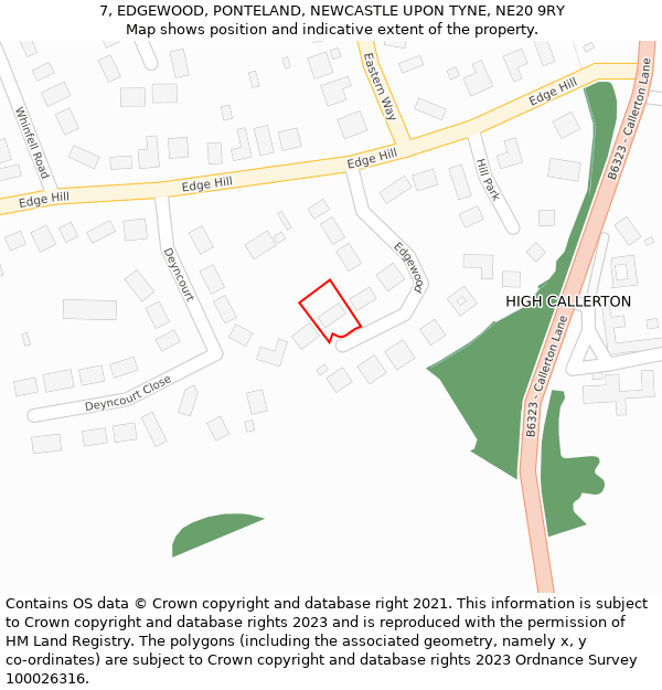 7, EDGEWOOD, PONTELAND, NEWCASTLE UPON TYNE, NE20 9RY: Location map and indicative extent of plot