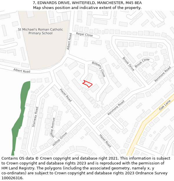 7, EDWARDS DRIVE, WHITEFIELD, MANCHESTER, M45 8EA: Location map and indicative extent of plot