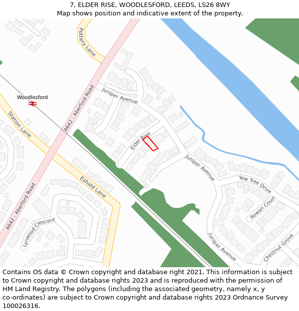 7, ELDER RISE, WOODLESFORD, LEEDS, LS26 8WY: Location map and indicative extent of plot
