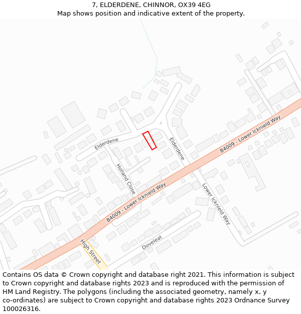 7, ELDERDENE, CHINNOR, OX39 4EG: Location map and indicative extent of plot