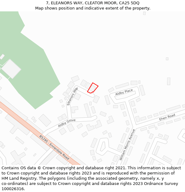 7, ELEANORS WAY, CLEATOR MOOR, CA25 5DQ: Location map and indicative extent of plot