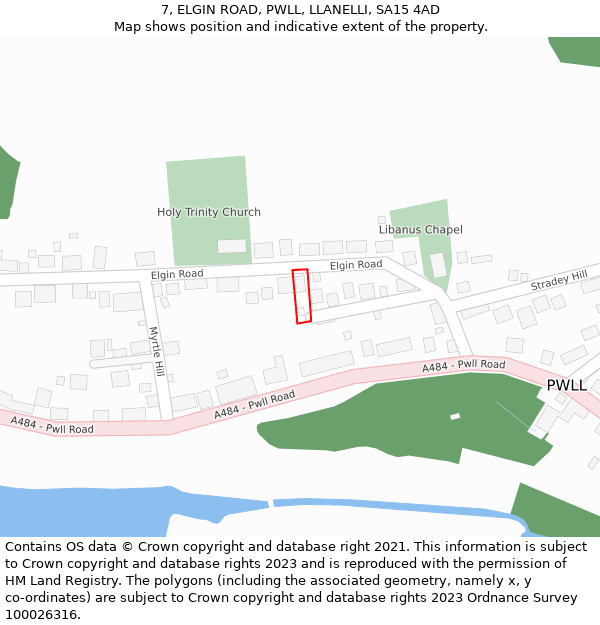 7, ELGIN ROAD, PWLL, LLANELLI, SA15 4AD: Location map and indicative extent of plot