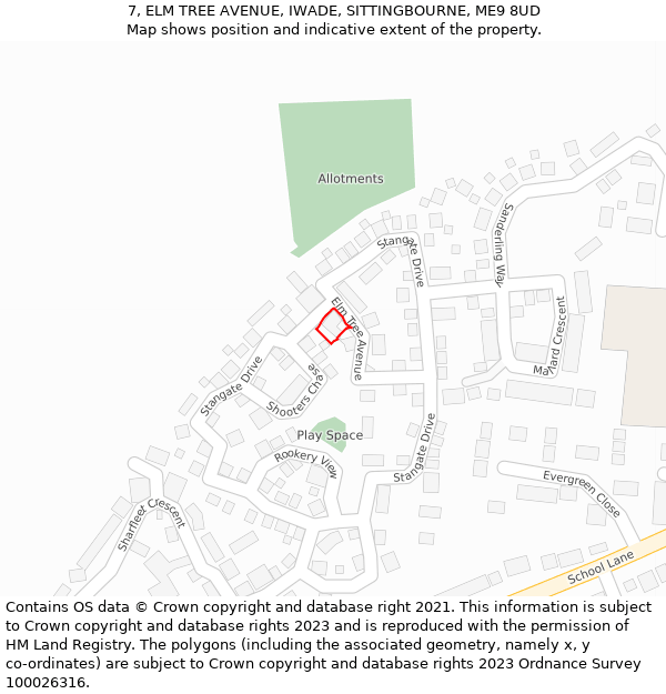 7, ELM TREE AVENUE, IWADE, SITTINGBOURNE, ME9 8UD: Location map and indicative extent of plot