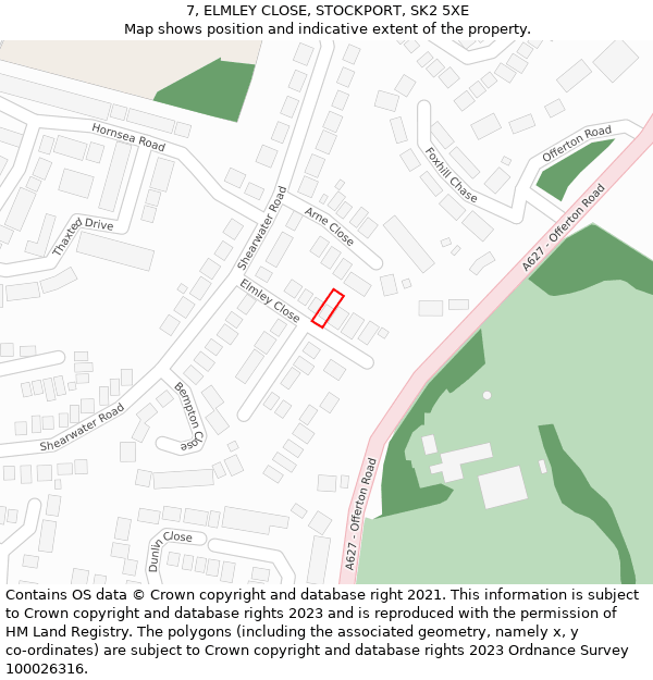 7, ELMLEY CLOSE, STOCKPORT, SK2 5XE: Location map and indicative extent of plot