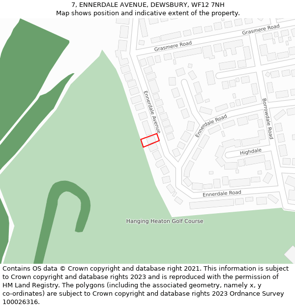 7, ENNERDALE AVENUE, DEWSBURY, WF12 7NH: Location map and indicative extent of plot