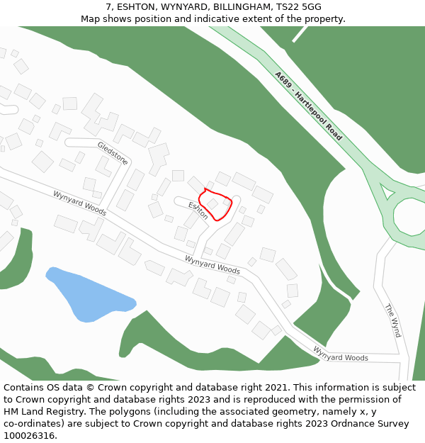 7, ESHTON, WYNYARD, BILLINGHAM, TS22 5GG: Location map and indicative extent of plot