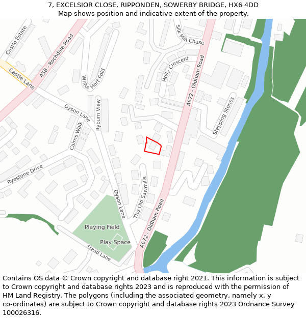 7, EXCELSIOR CLOSE, RIPPONDEN, SOWERBY BRIDGE, HX6 4DD: Location map and indicative extent of plot