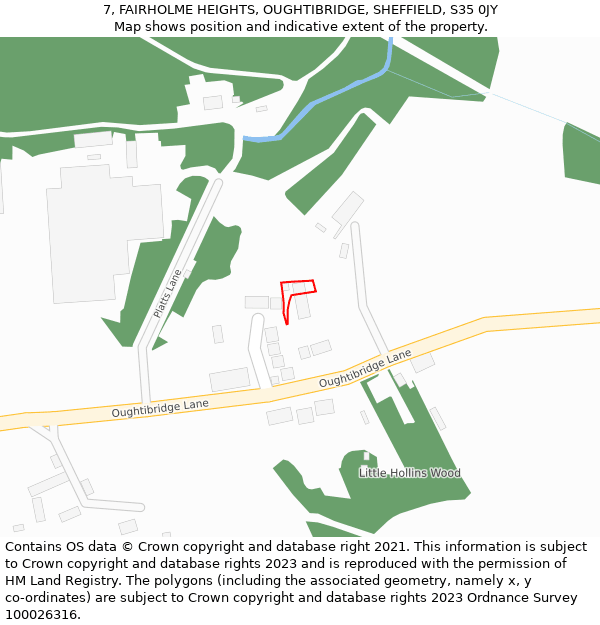 7, FAIRHOLME HEIGHTS, OUGHTIBRIDGE, SHEFFIELD, S35 0JY: Location map and indicative extent of plot