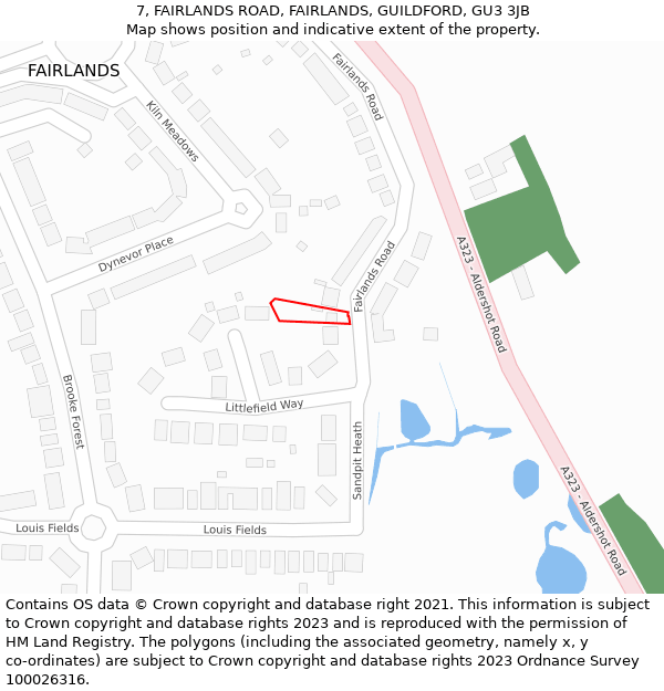 7, FAIRLANDS ROAD, FAIRLANDS, GUILDFORD, GU3 3JB: Location map and indicative extent of plot