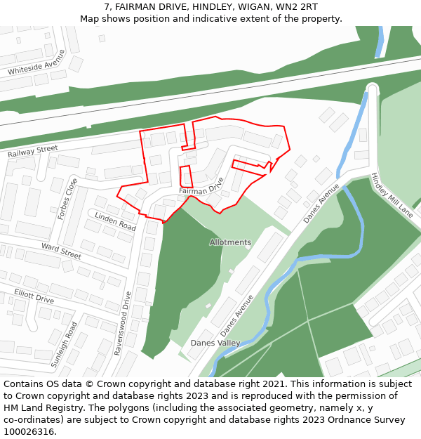 7, FAIRMAN DRIVE, HINDLEY, WIGAN, WN2 2RT: Location map and indicative extent of plot