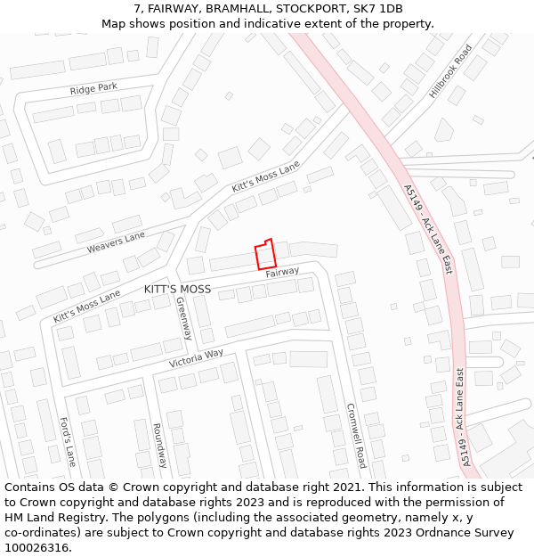 7, FAIRWAY, BRAMHALL, STOCKPORT, SK7 1DB: Location map and indicative extent of plot