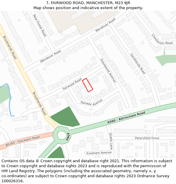 7, FAIRWOOD ROAD, MANCHESTER, M23 9JR: Location map and indicative extent of plot