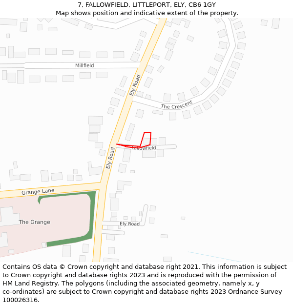 7, FALLOWFIELD, LITTLEPORT, ELY, CB6 1GY: Location map and indicative extent of plot