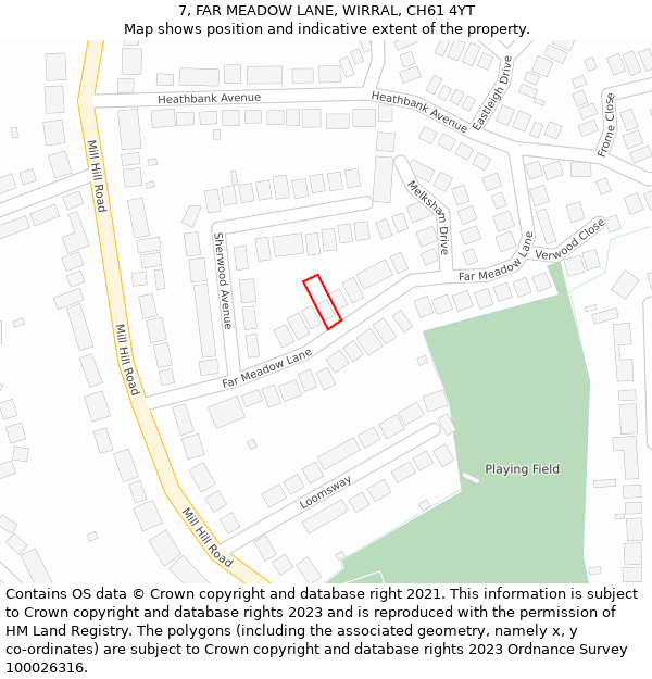 7, FAR MEADOW LANE, WIRRAL, CH61 4YT: Location map and indicative extent of plot