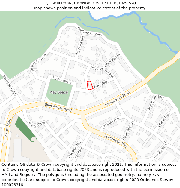 7, FARM PARK, CRANBROOK, EXETER, EX5 7AQ: Location map and indicative extent of plot