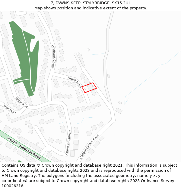 7, FAWNS KEEP, STALYBRIDGE, SK15 2UL: Location map and indicative extent of plot