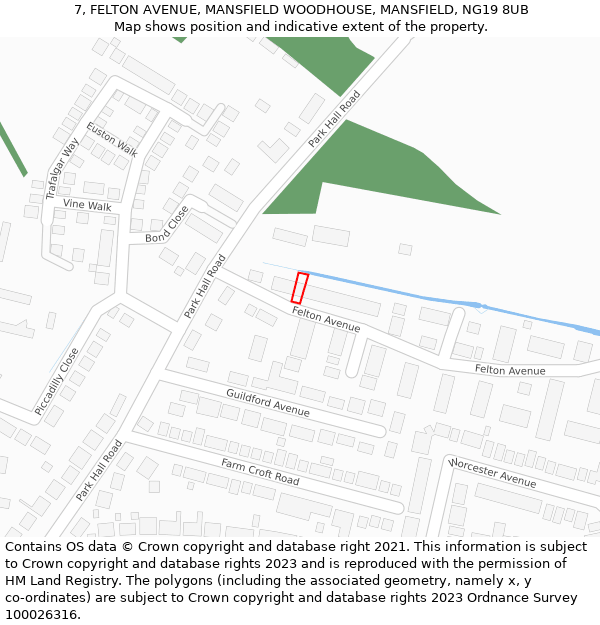 7, FELTON AVENUE, MANSFIELD WOODHOUSE, MANSFIELD, NG19 8UB: Location map and indicative extent of plot