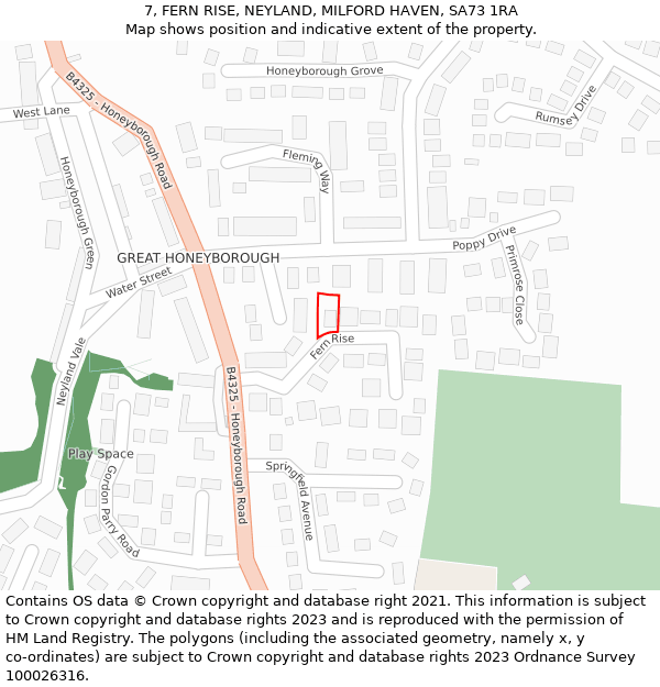 7, FERN RISE, NEYLAND, MILFORD HAVEN, SA73 1RA: Location map and indicative extent of plot