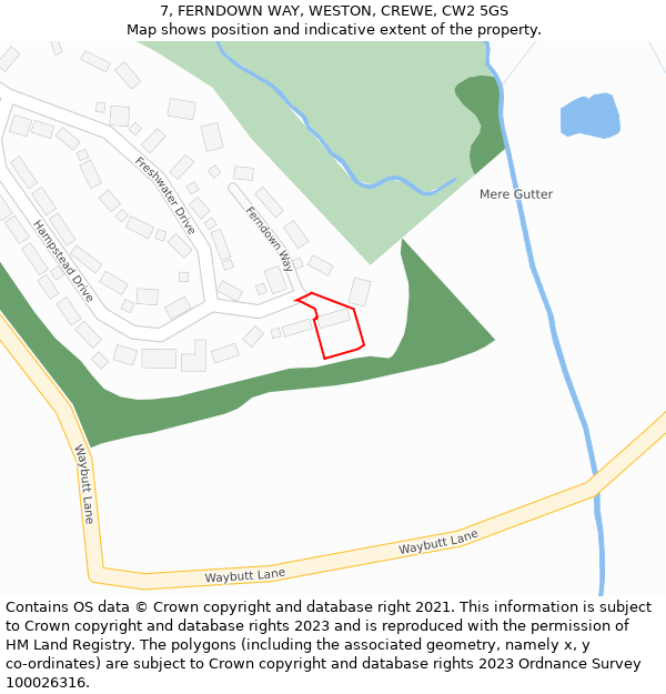 7, FERNDOWN WAY, WESTON, CREWE, CW2 5GS: Location map and indicative extent of plot