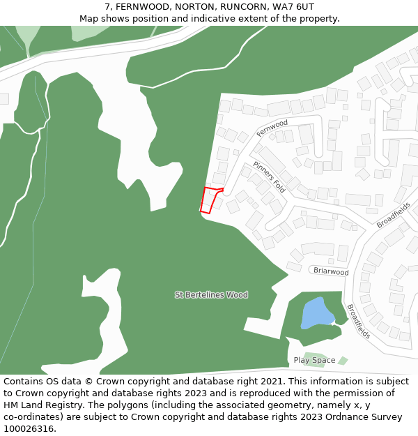 7, FERNWOOD, NORTON, RUNCORN, WA7 6UT: Location map and indicative extent of plot