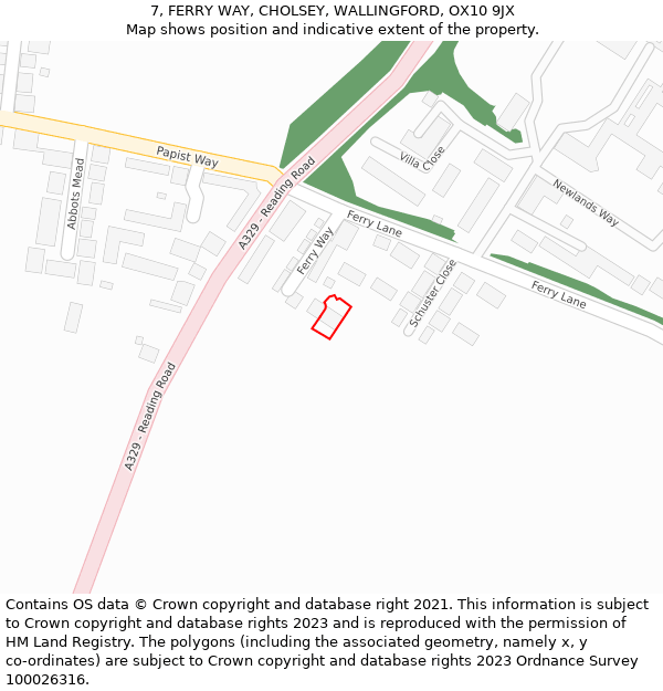 7, FERRY WAY, CHOLSEY, WALLINGFORD, OX10 9JX: Location map and indicative extent of plot