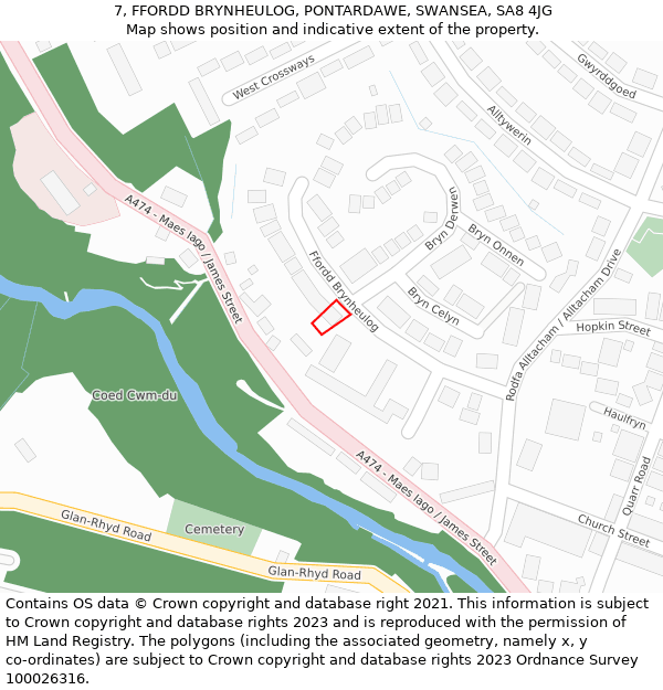 7, FFORDD BRYNHEULOG, PONTARDAWE, SWANSEA, SA8 4JG: Location map and indicative extent of plot