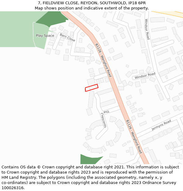 7, FIELDVIEW CLOSE, REYDON, SOUTHWOLD, IP18 6PR: Location map and indicative extent of plot