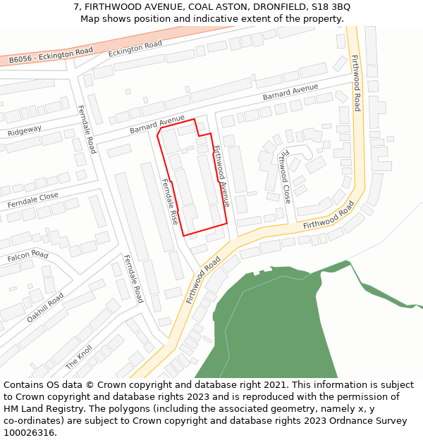 7, FIRTHWOOD AVENUE, COAL ASTON, DRONFIELD, S18 3BQ: Location map and indicative extent of plot