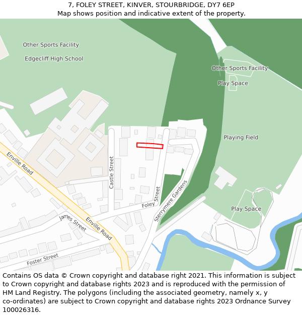 7, FOLEY STREET, KINVER, STOURBRIDGE, DY7 6EP: Location map and indicative extent of plot