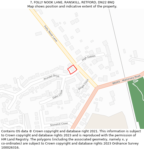 7, FOLLY NOOK LANE, RANSKILL, RETFORD, DN22 8NQ: Location map and indicative extent of plot