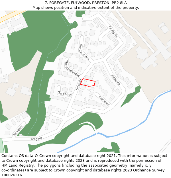 7, FOREGATE, FULWOOD, PRESTON, PR2 8LA: Location map and indicative extent of plot