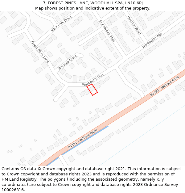 7, FOREST PINES LANE, WOODHALL SPA, LN10 6PJ: Location map and indicative extent of plot