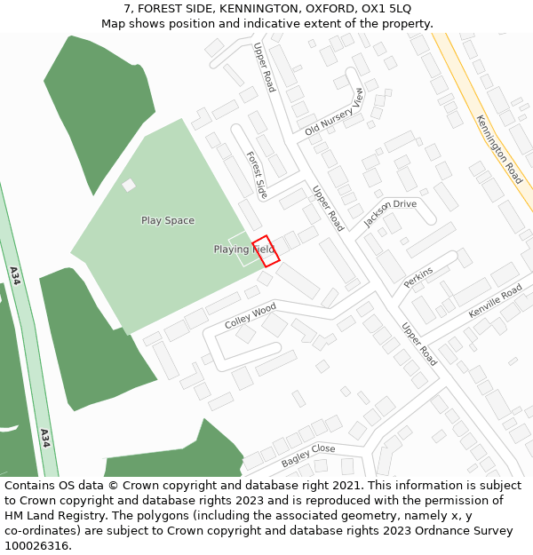7, FOREST SIDE, KENNINGTON, OXFORD, OX1 5LQ: Location map and indicative extent of plot