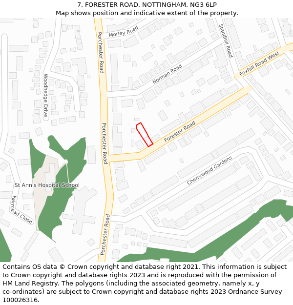 7, FORESTER ROAD, NOTTINGHAM, NG3 6LP: Location map and indicative extent of plot