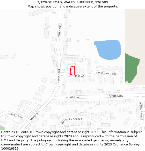 7, FORGE ROAD, WALES, SHEFFIELD, S26 5RS: Location map and indicative extent of plot