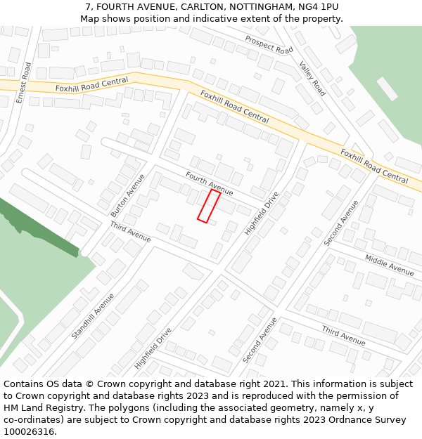 7, FOURTH AVENUE, CARLTON, NOTTINGHAM, NG4 1PU: Location map and indicative extent of plot