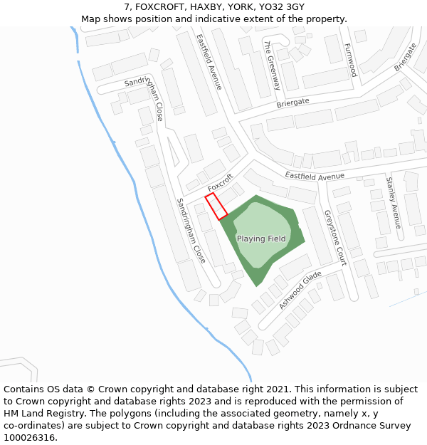 7, FOXCROFT, HAXBY, YORK, YO32 3GY: Location map and indicative extent of plot