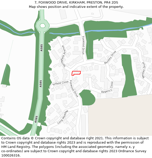 7, FOXWOOD DRIVE, KIRKHAM, PRESTON, PR4 2DS: Location map and indicative extent of plot