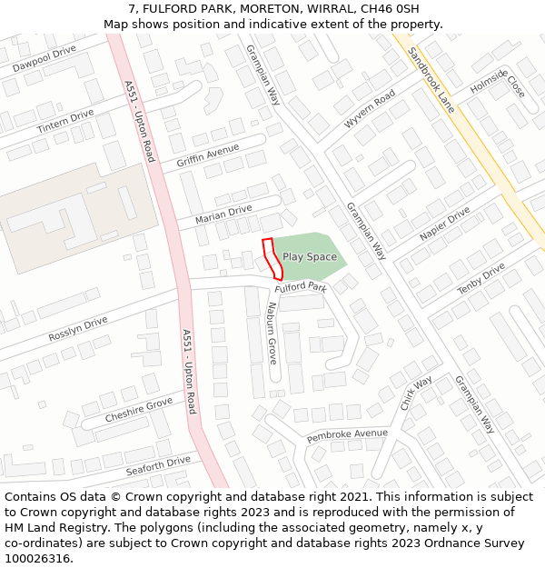 7, FULFORD PARK, MORETON, WIRRAL, CH46 0SH: Location map and indicative extent of plot