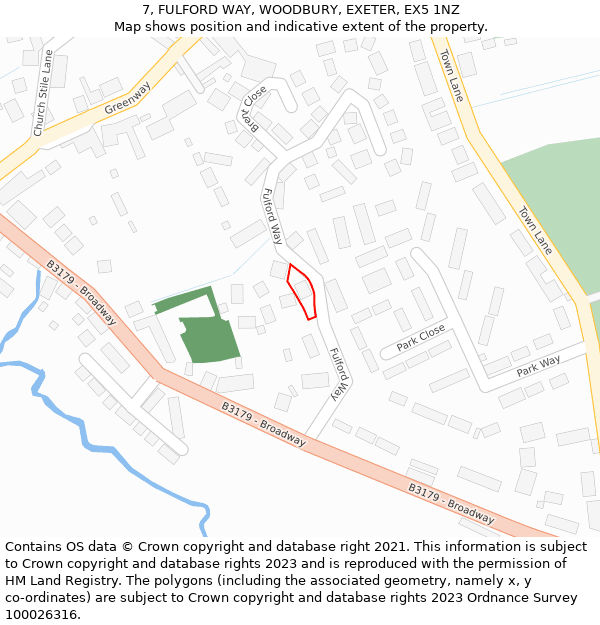 7, FULFORD WAY, WOODBURY, EXETER, EX5 1NZ: Location map and indicative extent of plot